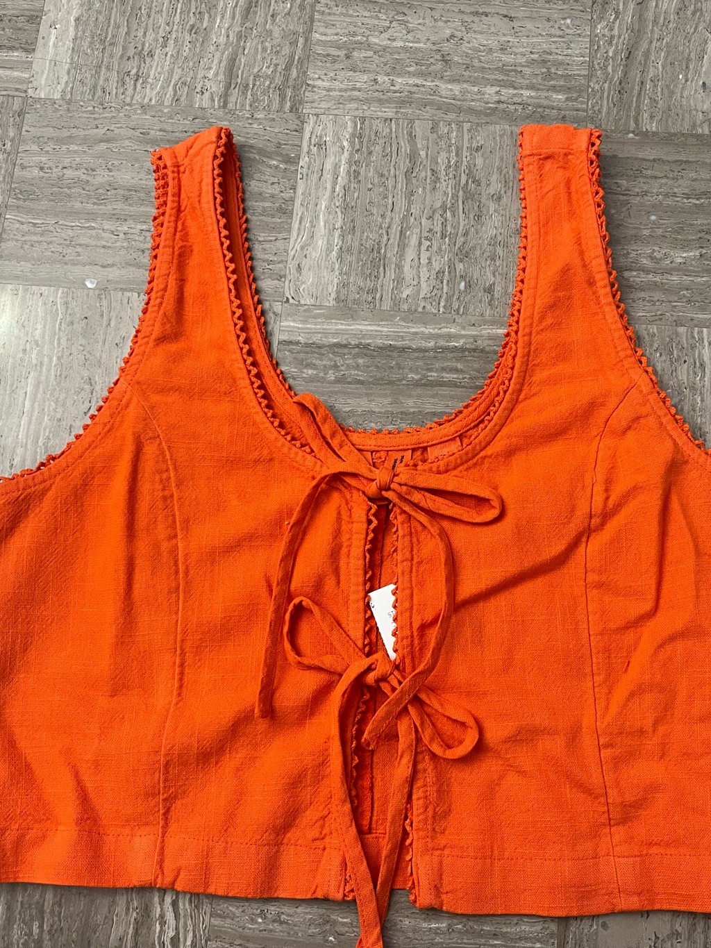 Roxy Women's Bright Orange Tie-Front Cropped Tank